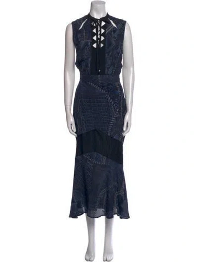 Pre-owned Just Cavalli Printed Long Dress In Blue