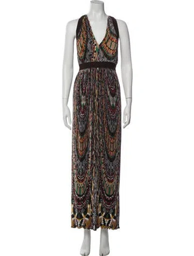 Pre-owned Just Cavalli Printed Long Dress In Brown