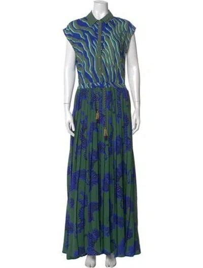 Pre-owned Just Cavalli Printed Long Dress In Green