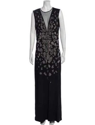 Pre-owned Just Cavalli Printed Long Dress W/ Tags In Black