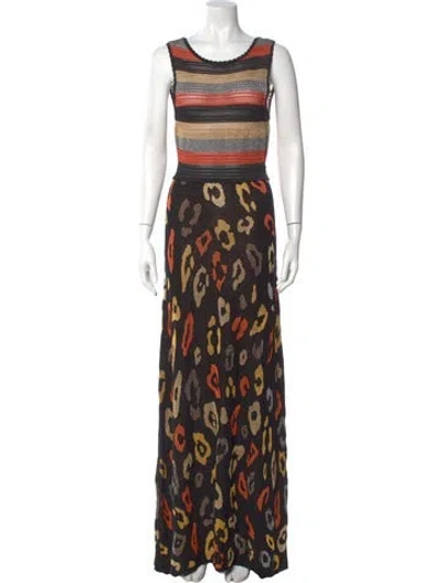 Pre-owned Just Cavalli Printed Long Dress W/ Tags In Black