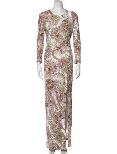 Pre-owned Just Cavalli Printed Long Dress In White