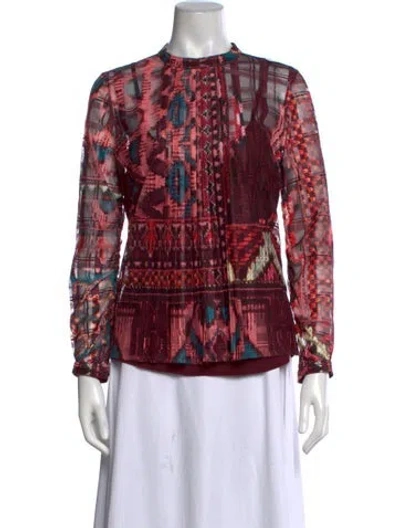 Pre-owned Just Cavalli Printed Long Sleeve Blouse In Red