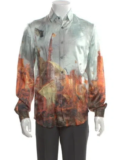 Pre-owned Just Cavalli Printed Long Sleeve Shirt In Blue