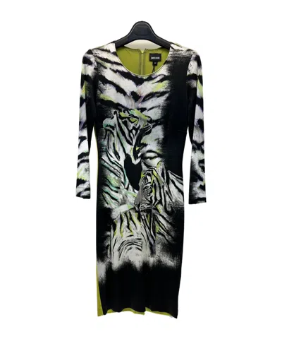 Just Cavalli Printed Long-sleeved Dress In Black