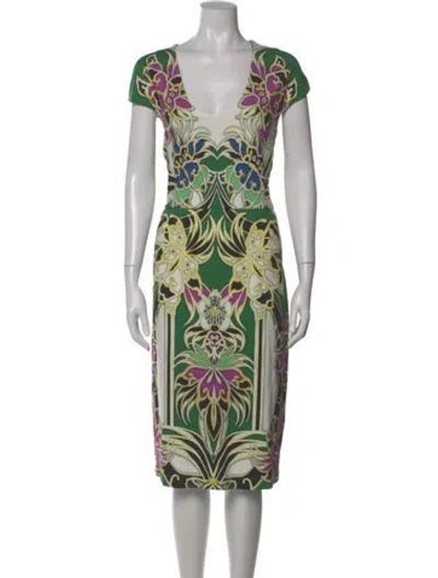 Pre-owned Just Cavalli Printed Midi Length Dress In Blue