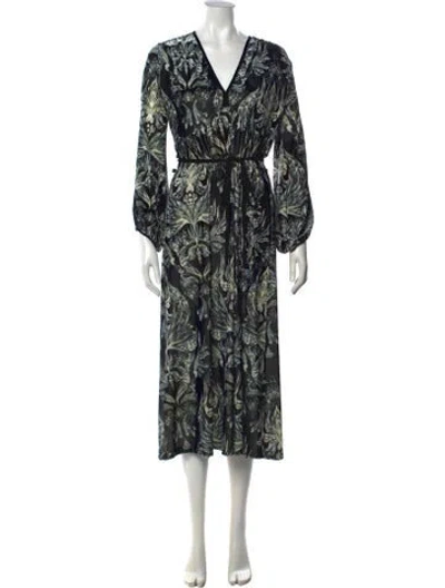 Pre-owned Just Cavalli Printed Midi Length Dress In Green