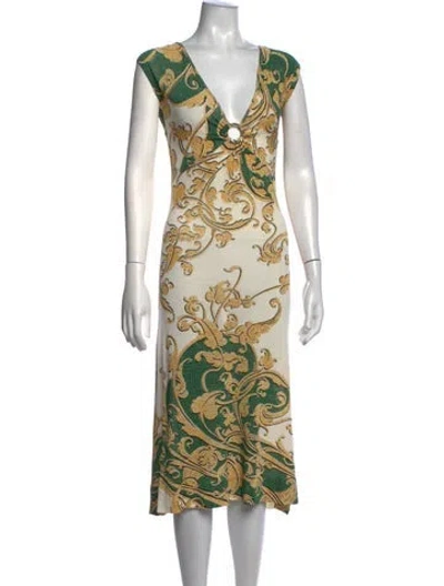 Pre-owned Just Cavalli Printed Midi Length Dress In Neutrals