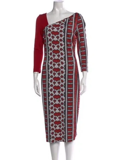 Pre-owned Just Cavalli Printed Midi Length Dress In Red