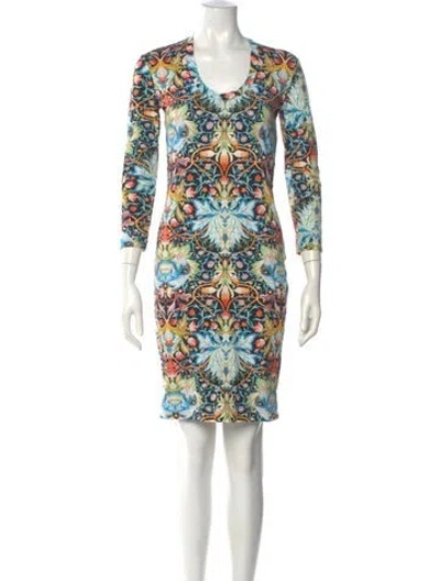 Pre-owned Just Cavalli Printed Mini Dress In Black