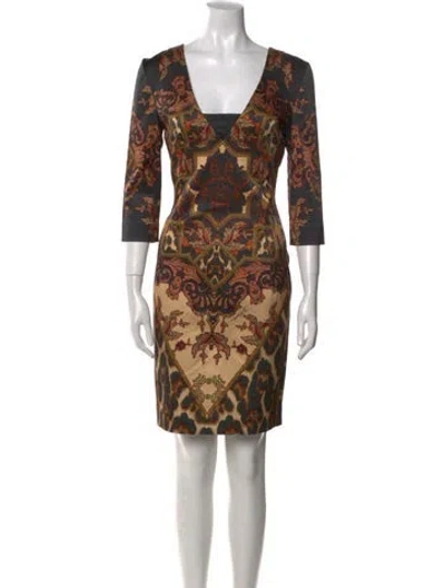 Pre-owned Just Cavalli Printed Mini Dress In Black