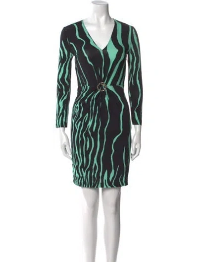 Pre-owned Just Cavalli Printed Mini Dress In Black