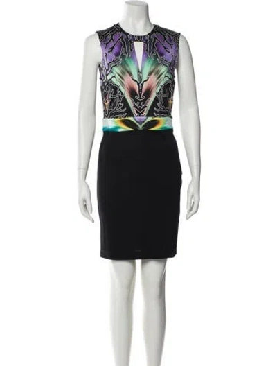 Pre-owned Just Cavalli Printed Mini Dress In Black