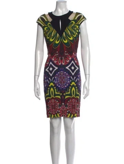 Pre-owned Just Cavalli Printed Mini Dress In Black