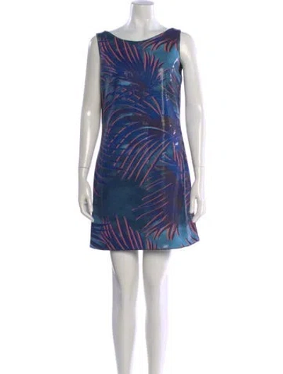 Pre-owned Just Cavalli Printed Mini Dress In Blue