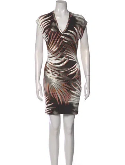Pre-owned Just Cavalli Printed Mini Dress In Brown