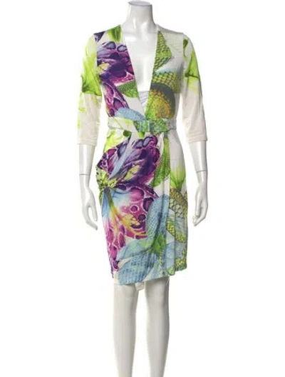 Pre-owned Just Cavalli Printed Mini Dress In Green