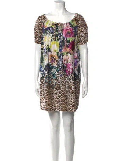 Pre-owned Just Cavalli Printed Mini Dress In Neutral