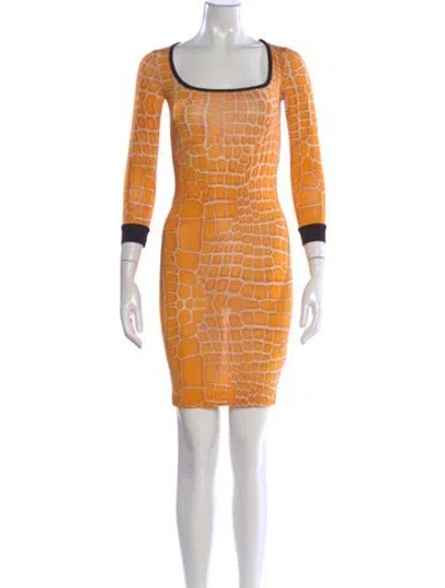 Pre-owned Just Cavalli Printed Mini Dress In Orange