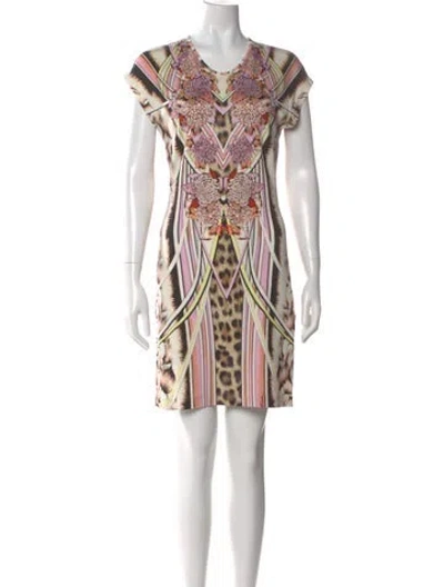 Pre-owned Just Cavalli Printed Mini Dress In Pink