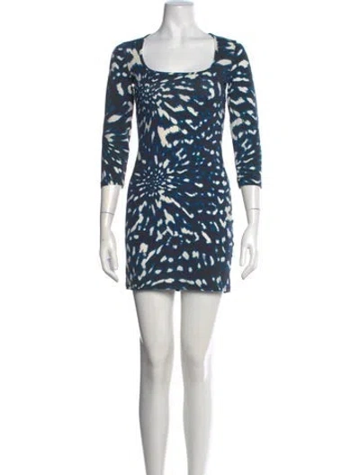 Pre-owned Just Cavalli Printed Mini Dress W/ Tags In Blue