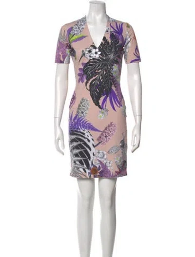 Pre-owned Just Cavalli Printed Mini Dress W/ Tags In Neutral