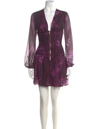 Pre-owned Just Cavalli Printed Mini Dress W/ Tags In Purple