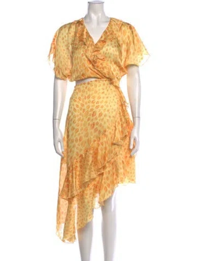 Pre-owned Just Cavalli Printed Mini Dress W/ Tags In Yellow