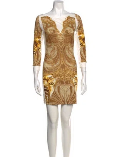 Pre-owned Just Cavalli Printed Mini Dress In White