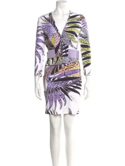 Pre-owned Just Cavalli Printed Mini Dress In White