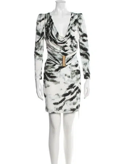Pre-owned Just Cavalli Printed Mini Dress In White