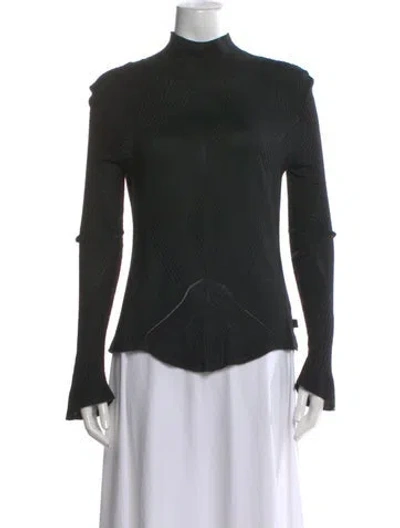 Pre-owned Just Cavalli Printed Mock Neck Top In Black