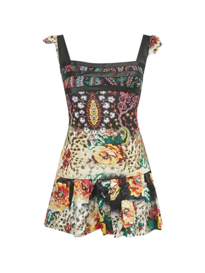 Pre-owned Just Cavalli Printed Pleated Skirt Set In Black