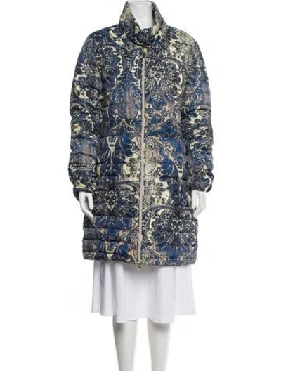 Pre-owned Just Cavalli Printed Puffer Jacket In Blue