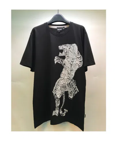 Just Cavalli Printed Round-necked T-shirt In Black