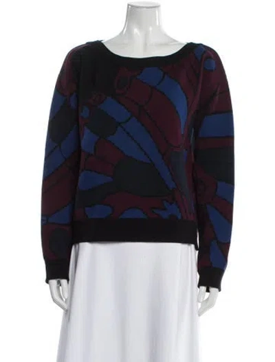 Pre-owned Just Cavalli Printed Scoop Neck Pullover In Blue