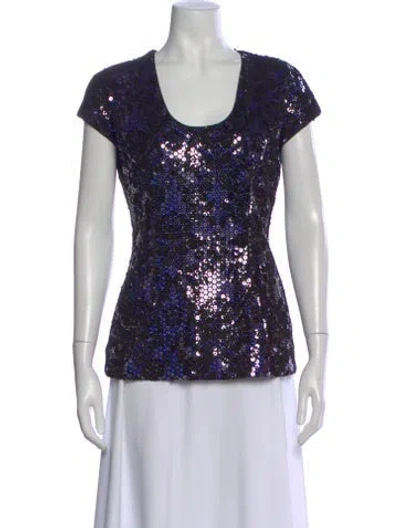 Pre-owned Just Cavalli Printed Scoop Neck Top In Black