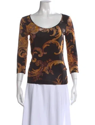 Pre-owned Just Cavalli Printed Scoop Neck Top In Multi