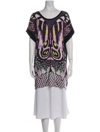 Pre-owned Just Cavalli Printed Scoop Neck Tunic In Black
