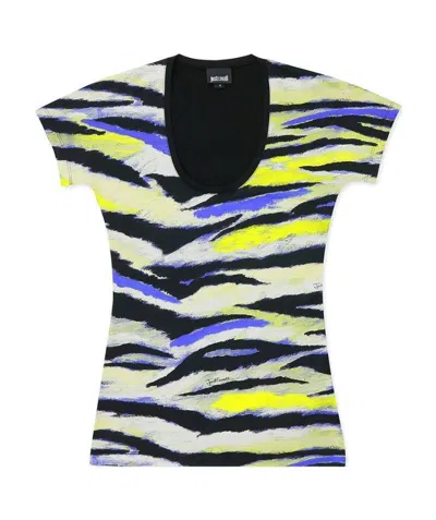 Just Cavalli Printed Short-sleeved T-shirt In Black