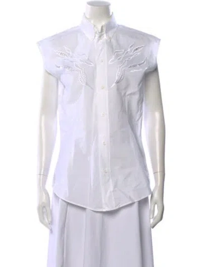 Pre-owned Just Cavalli Printed Sleeveless Button-up Top In White