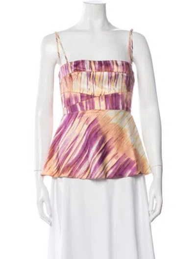Pre-owned Just Cavalli Printed Square Neckline Top W/ Tags In Multi