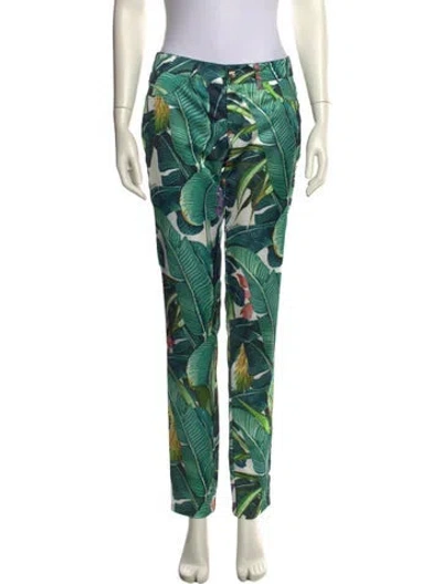Pre-owned Just Cavalli Printed Straight Leg Pants W/ Tags In Green