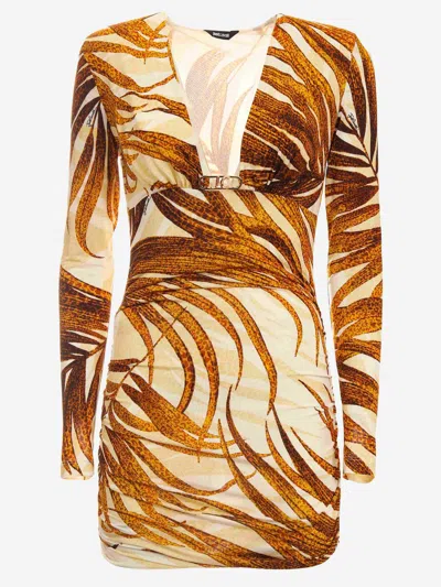 Just Cavalli Printed Stretch Viscose Dress In Red