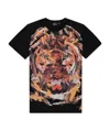 Just Cavalli Printed T-shirt With Round Neck In Black