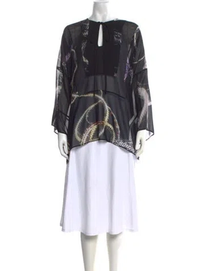 Pre-owned Just Cavalli Printed Tie Neck Blouse In Multicolor