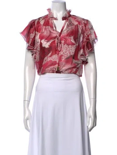 Pre-owned Just Cavalli Printed V-neck Blouse In Multi