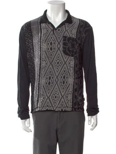Pre-owned Just Cavalli Printed V-neck Henley In Multi