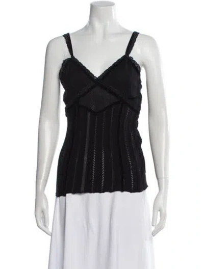 Pre-owned Just Cavalli Printed V-neck Top In Black