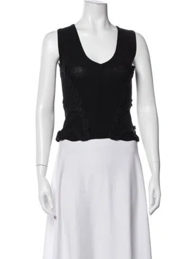 Pre-owned Just Cavalli Printed V-neck Top In White